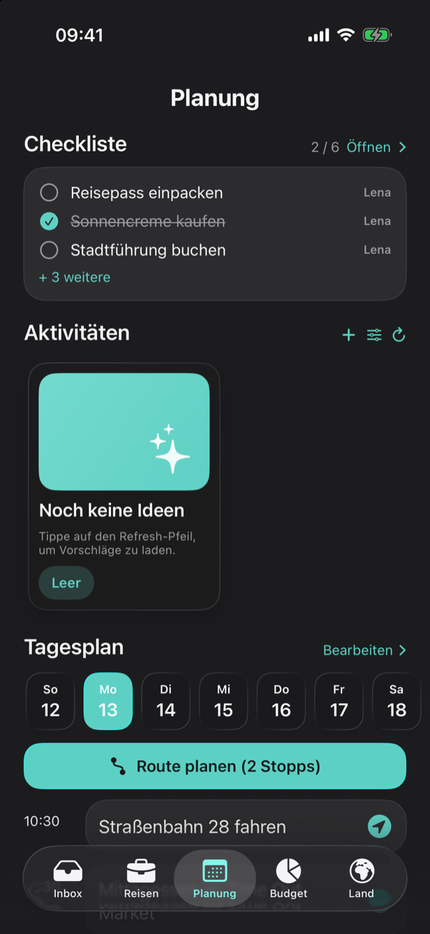 iPhone-App: gemeinsame und private Checkliste plus Tagesplan