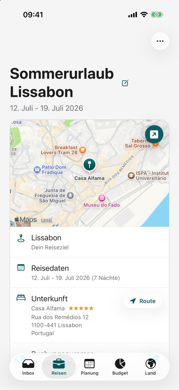 iPhone-App: Reise nach Lissabon mit Karte und Unterkunft